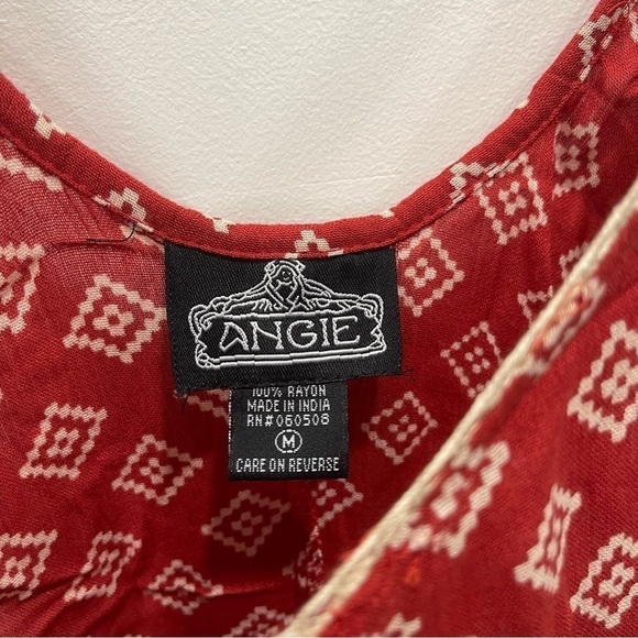 Angie Aztec Printed Lightweight Romper Double Strap Pom-Pom Trim Medium - Picture 2 of 7